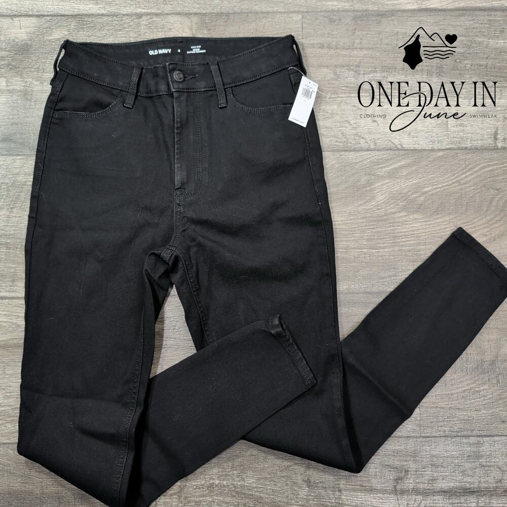 Old Navy High Rise Wow Super Skinny Jeans Black Wash Stretch NWT Size 4